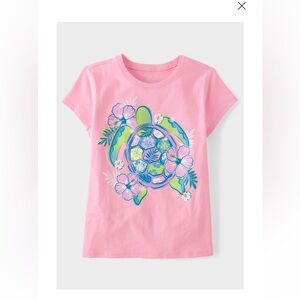 NWT Children’s Place Girls Floral Turtle Graphic Tee - Pink. Size XL (14)